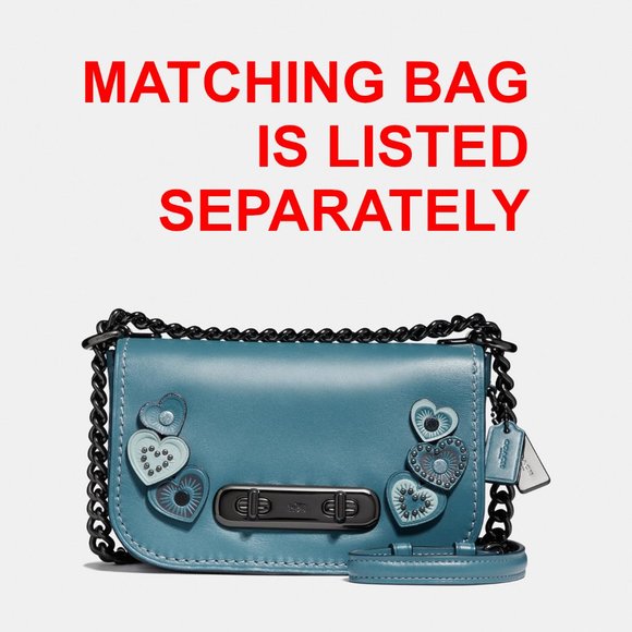 Coach $300 Leather SWAROVSKI Crystals Heart Applique 3d Necklace - Picture 2 of 13